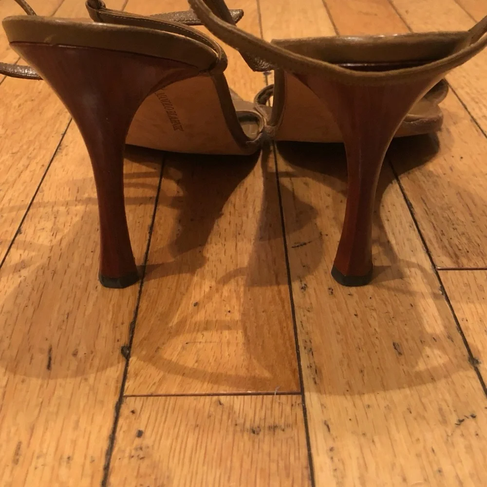 Manolo Blahnik Brown Strappy Heels 38.5 - Picture 3 of 6